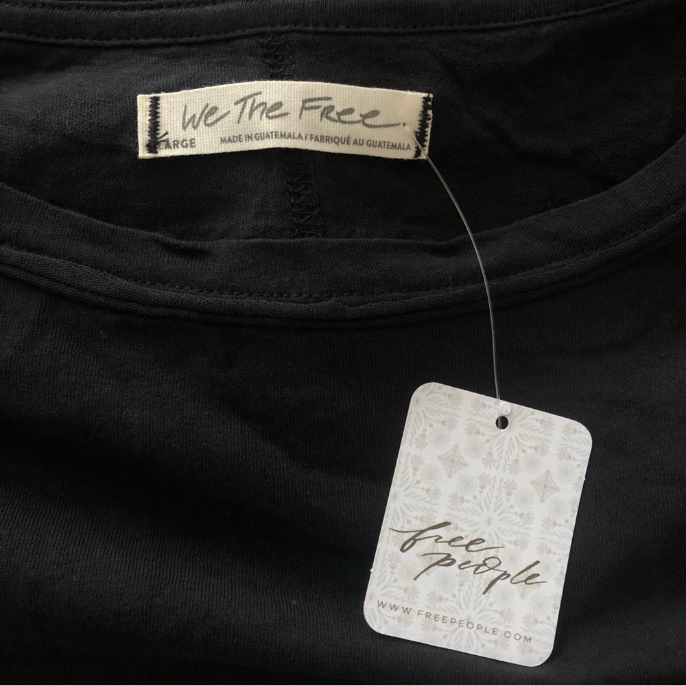 Free People Naomi Tee Relaxed Oversized Black NWT Size Large - Picture 4 of 6